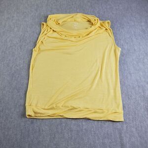 New York & Co Top Womens Large Yellow Cowl Neck Sleeveless Shirt